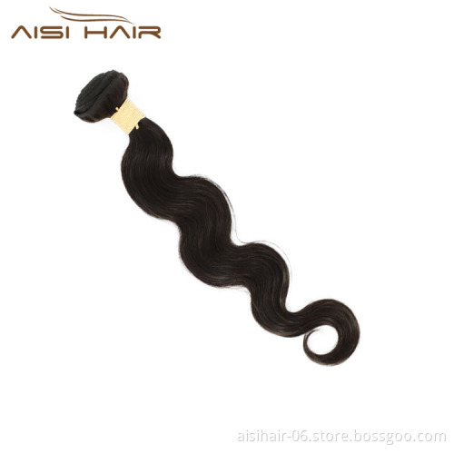 Aisi Hair High Quality Cheap Wholesale Vendor Natural Black Color Body Wave 100%  Brazilian Human Hair Weave Bundles